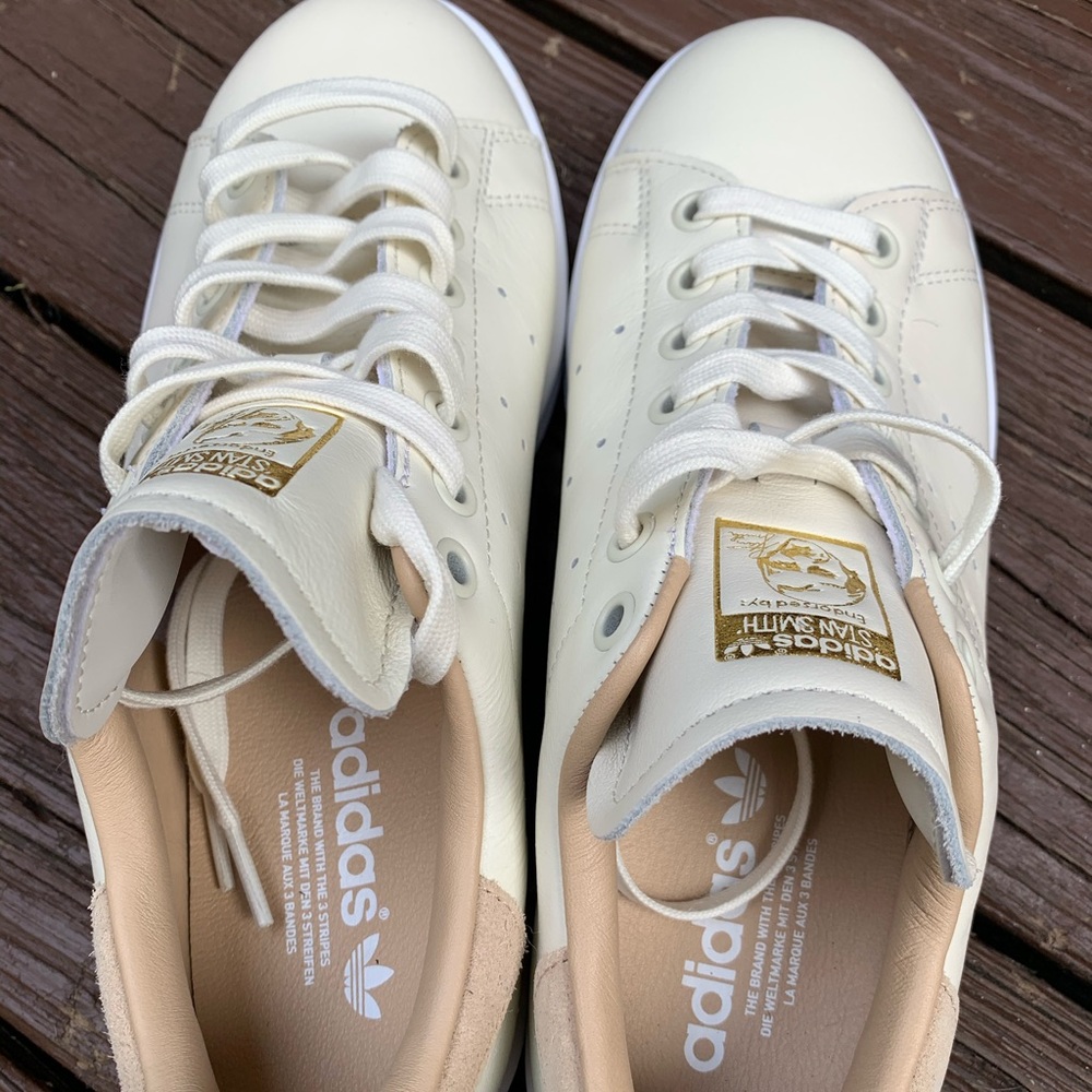 adidas Stan Smith Cream and Tan Sneakers - Picture 2 of 6